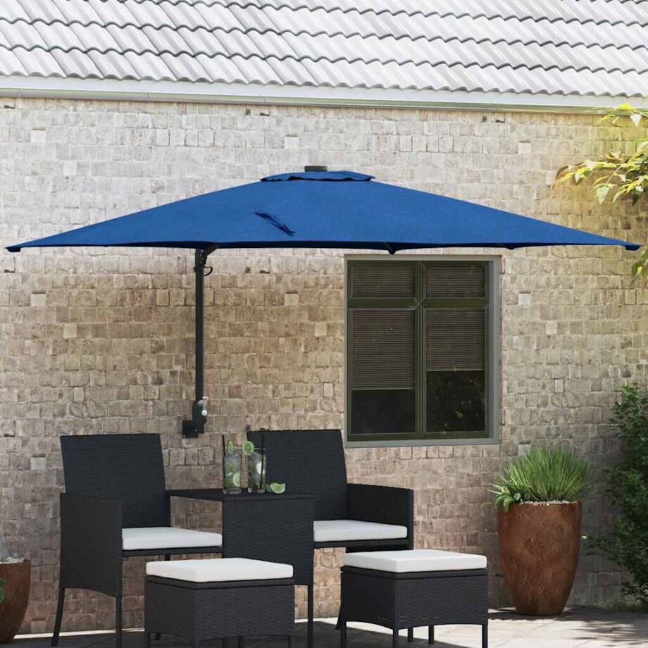 vidaXL Tuinparasol Azurblauw 248,5 x 247,5 x 160 cm Polyester en staal afbeelding 1