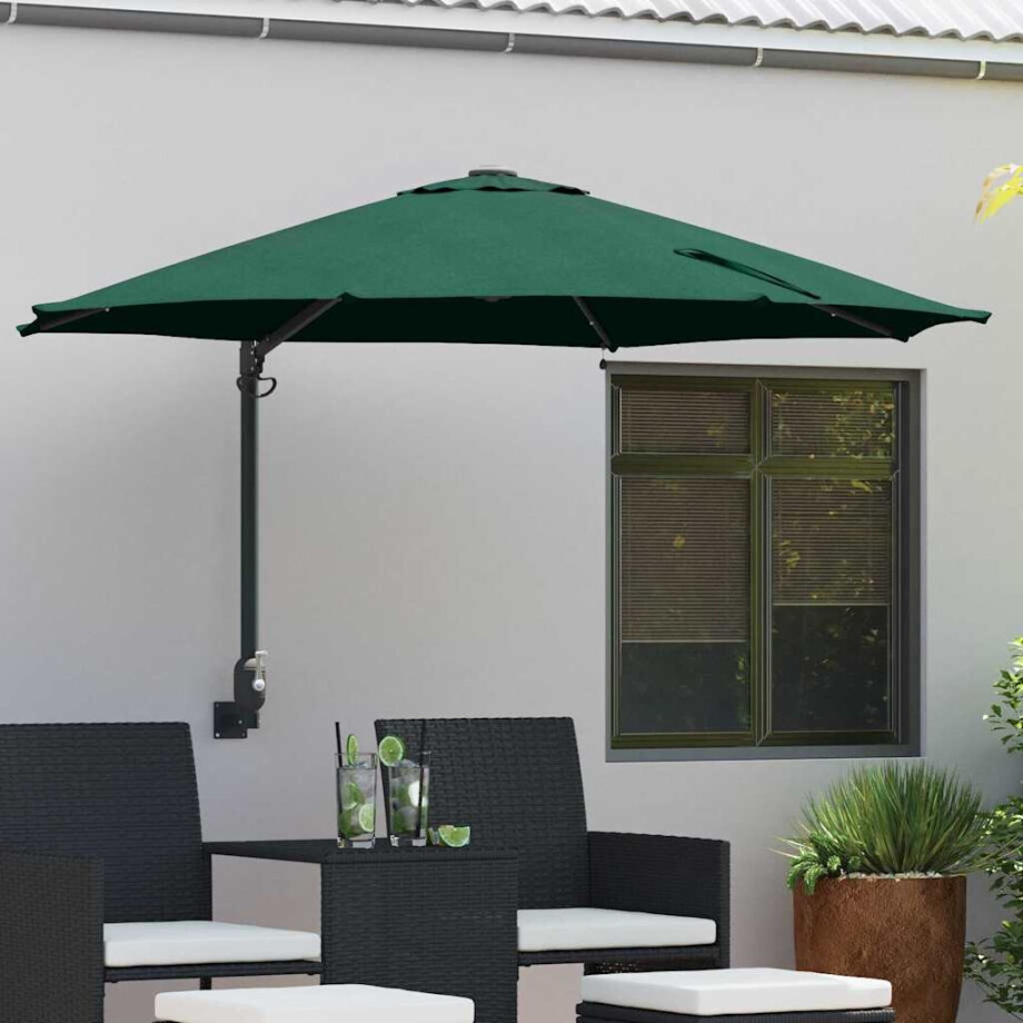 vidaXL Tuinparasol Groen 248 x 248 x 148 cm Polyester en staal vidaXL Tuinparasol Groen 248 x 248 x 148 cm Polyester en staal afbeelding 1