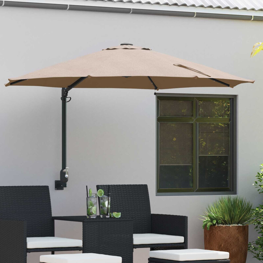vidaXL Tuinparasol Taupe 248 x 248 x 148 cm Polyester en staal afbeelding 1