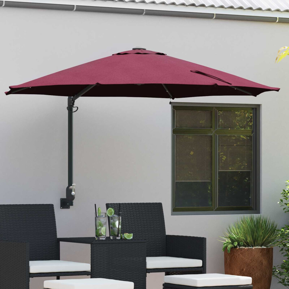 vidaXL Tuinparasol Bordeaux Rood 248 x 248 x 148 cm Polyester en staal vidaXL Tuinparasol Bordeaux Rood 248 x 248 x 148 cm Polyester en staal afbeelding 1
