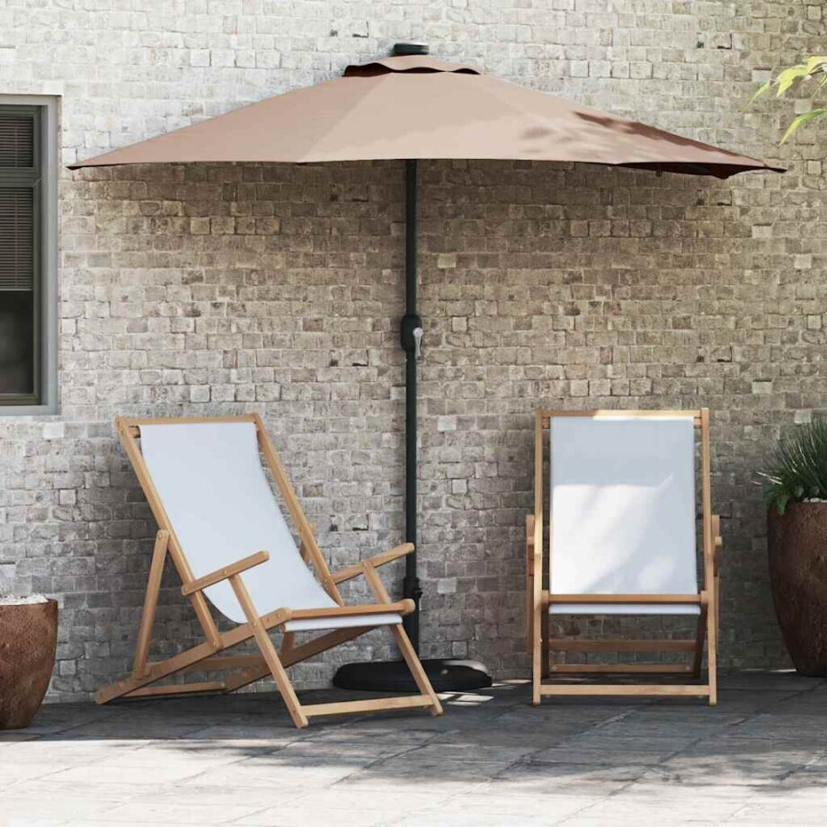 vidaXL Tuinparasol Taupe 294 x 150 x 223 cm Polyester en staal afbeelding 1