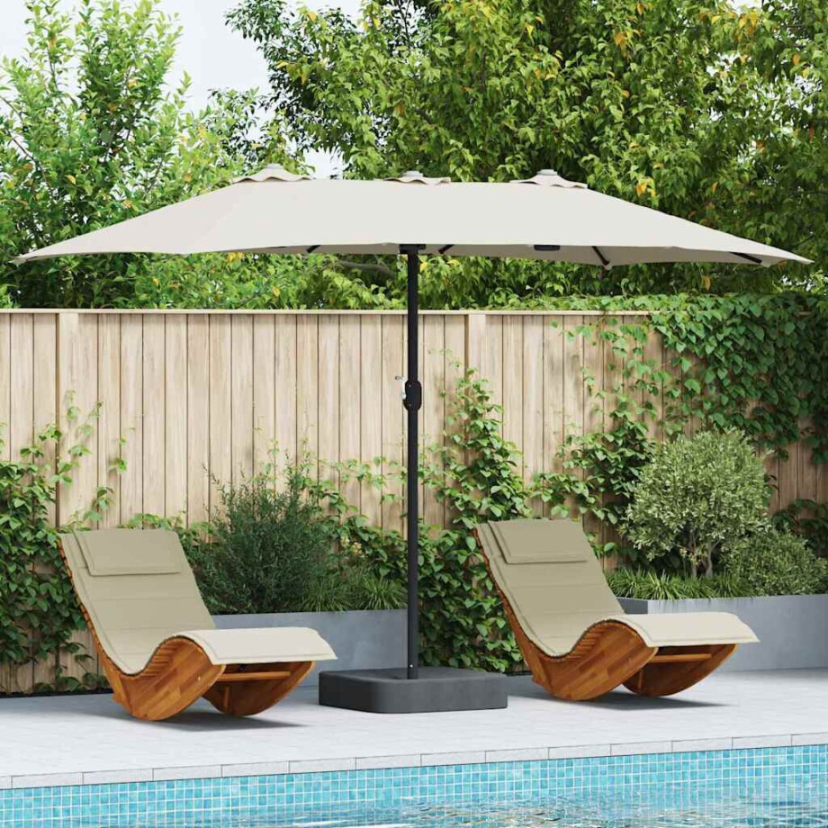 vidaXL Tuinparasol Zand 385 x 209 x 244 cm Polyester en staal afbeelding 1