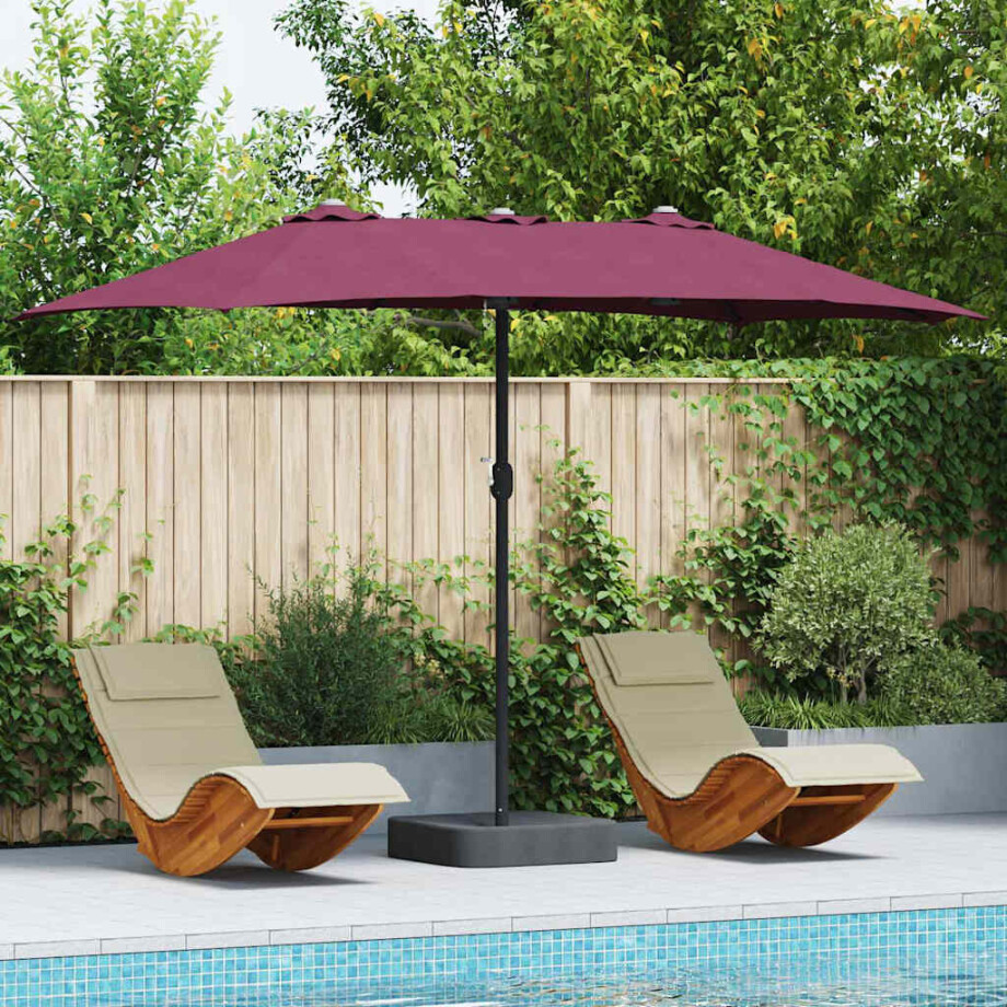 vidaXL Tuinparasol Bordeaux Rood 385 x 209 x 244 cm Polyester en staal afbeelding 1