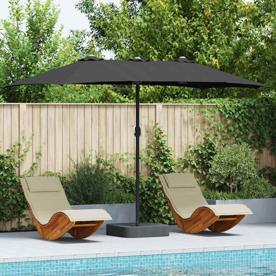 vidaXL Tuinparasol Zwart 385 x 209 x 244 cm Polyester en staal vidaXL Tuinparasol Zwart 385 x 209 x 244 cm Polyester en staal afbeelding 1