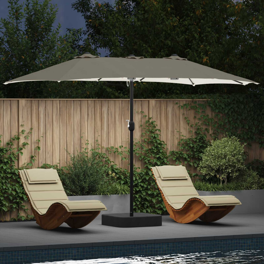 vidaXL Tuinparasol Zand en Antraciet 385 x 209 x 244 cm Polyester vidaXL Tuinparasol Zand en Antraciet 385 x 209 x 244 cm Polyester afbeelding 1