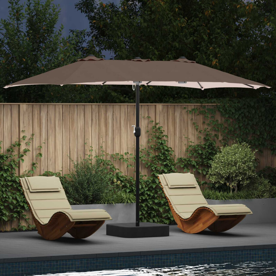 vidaXL Tuinparasol Taupe 385 x 209 x 244 cm Polyester vidaXL Tuinparasol Taupe 385 x 209 x 244 cm Polyester afbeelding 1