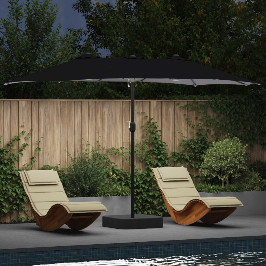 vidaXL Tuinparasol Zwart 385 x 209 x 244 cm Polyester afbeelding 1