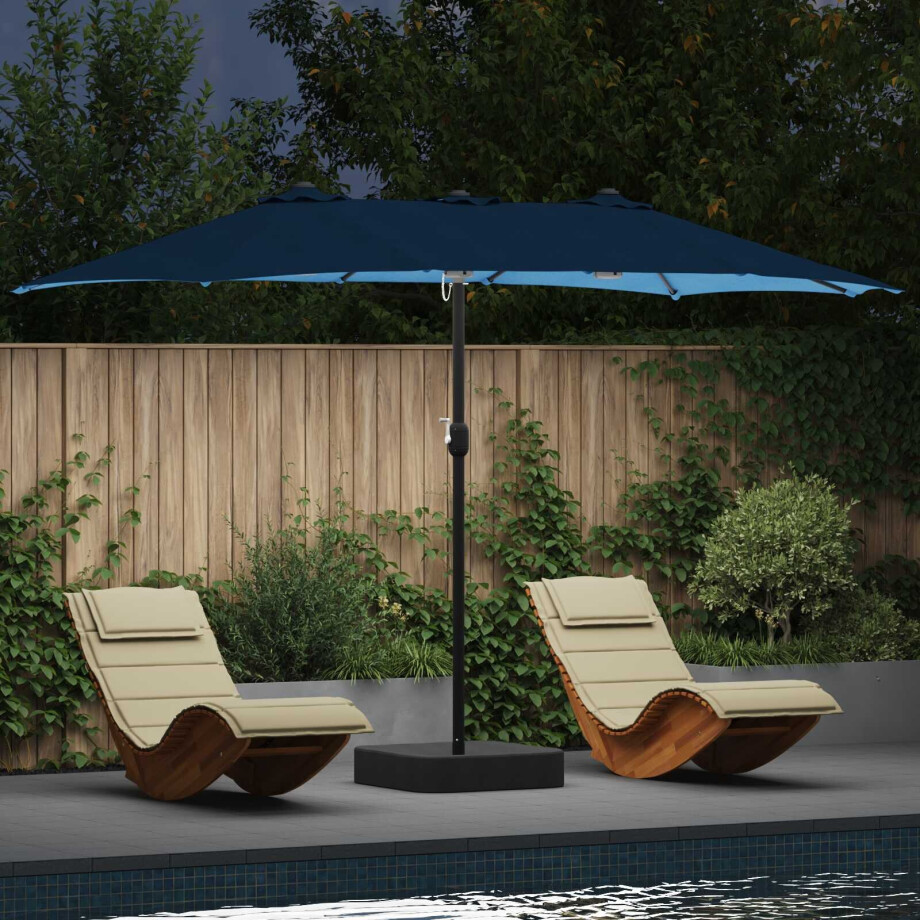vidaXL Tuinparasol Azurblauw 385 x 209 x 244 cm Polyester afbeelding 1