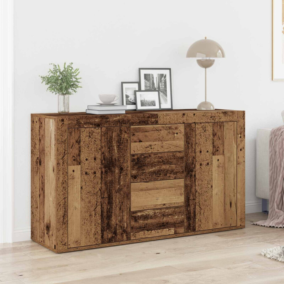 vidaXL Dressoir met lade Oudhout 120 x 36 x 69 cm Bewerkt hout vidaXL Dressoir met lade Oudhout 120 x 36 x 69 cm Bewerkt hout afbeelding 1