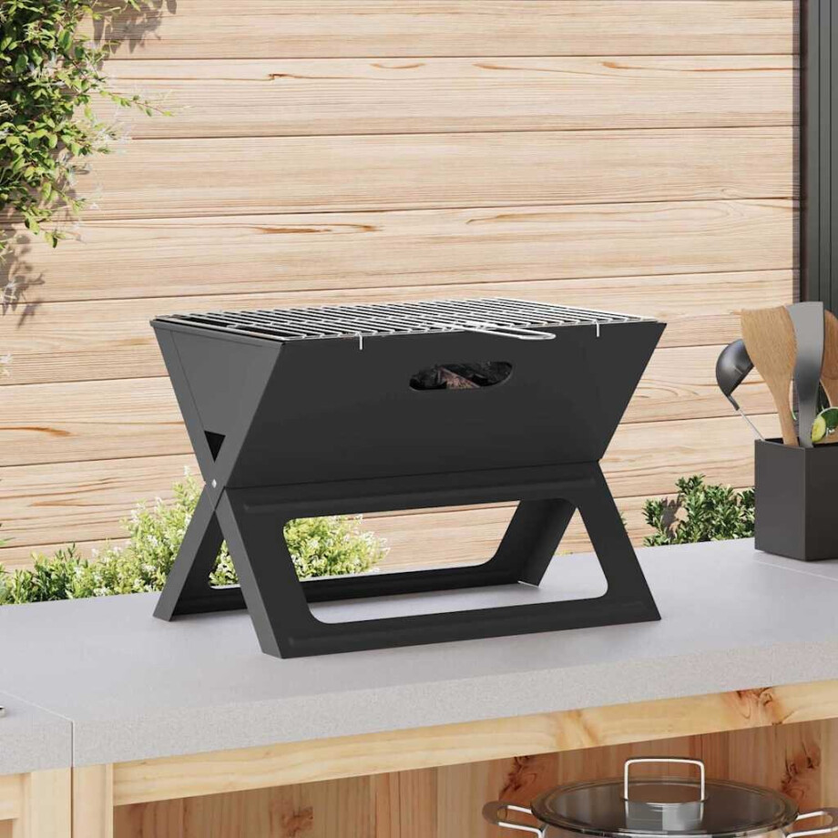 vidaXL Buiten Grill Zwart 46 x 31 x 31 cm Staal afbeelding 1