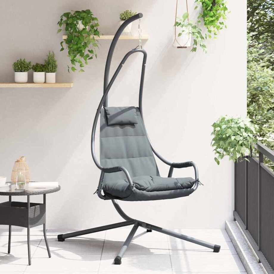 vidaXL Hangende ei-stoel Antraciet 94 x 107 x 196,5 cm Staal vidaXL Hangende ei-stoel Antraciet 94 x 107 x 196,5 cm Staal afbeelding 1