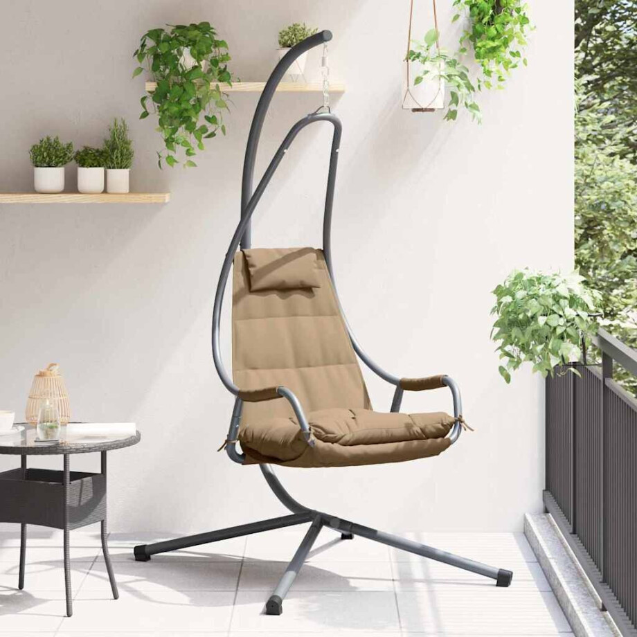 vidaXL Hangende ei-stoel Taupe 94 x 107 x 196,5 cm Staal afbeelding 1