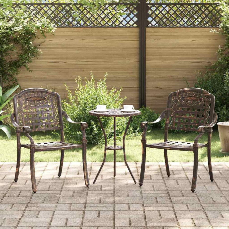 vidaXL Tuinstoel 2 pcs Brons 55 x 56,5 x 91cm Aluminium afbeelding 1