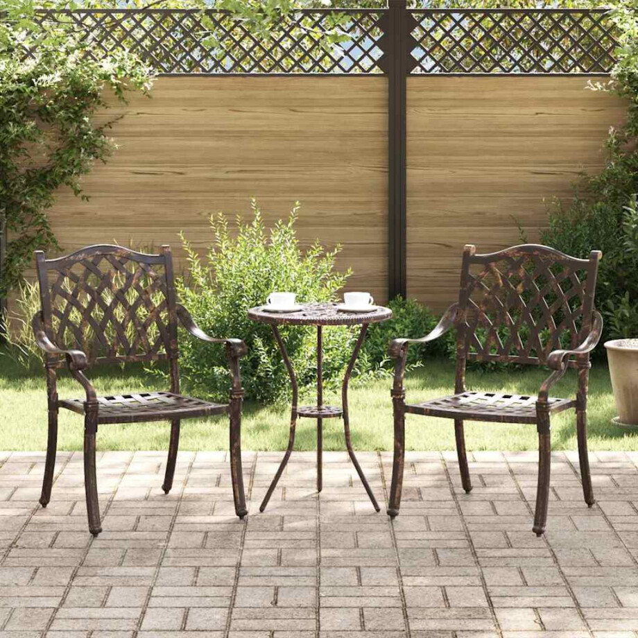 vidaXL Tuinstoel 2 pcs Brons 56 x 55 x 92.5cm Aluminium afbeelding 1