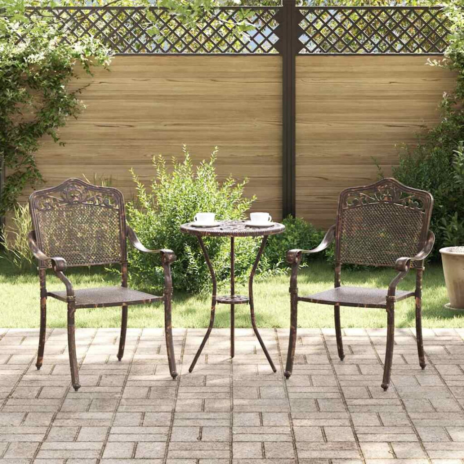 vidaXL Tuinstoel 2 pcs Brons 55 x 55 x 92,5cm Aluminium afbeelding 1