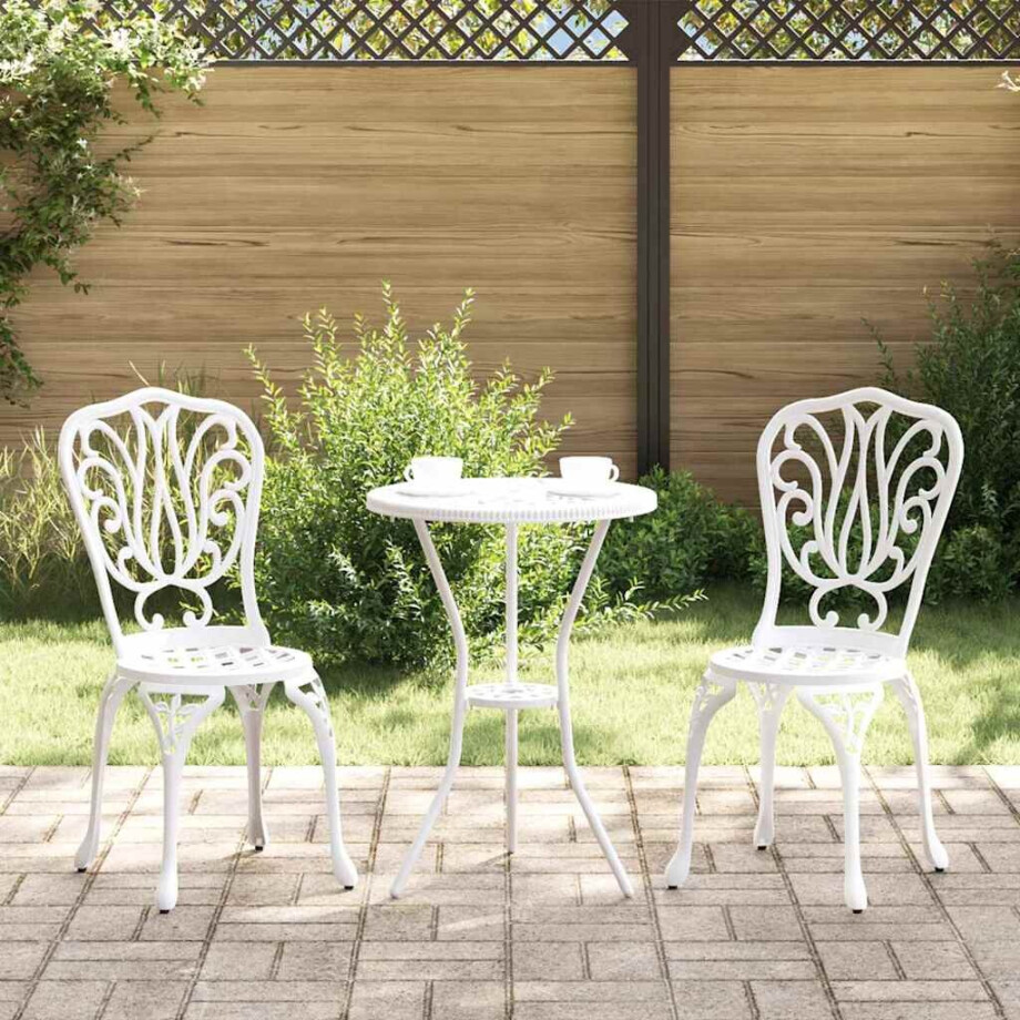 vidaXL Tuin Bistro Set 3 pcs Wit Aluminium afbeelding 1