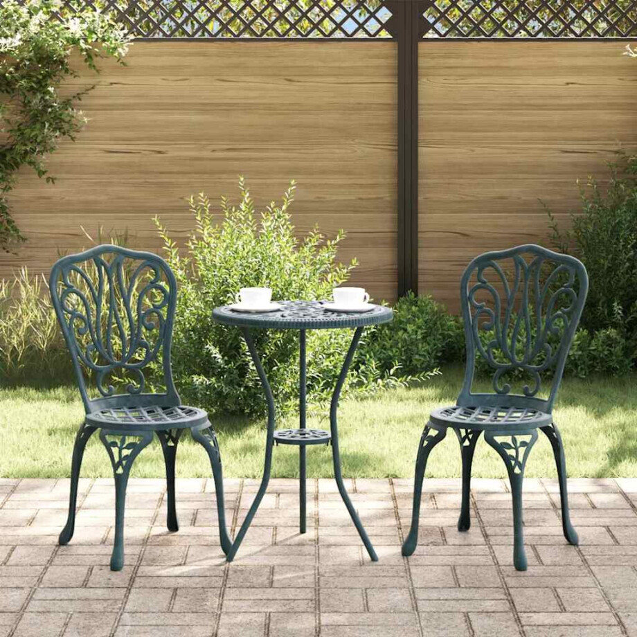 vidaXL Tuin Bistro Set 3 pcs Groen Aluminium afbeelding 1