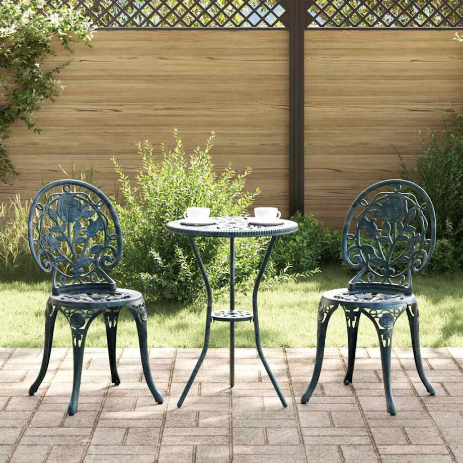 vidaXL Tuin Bistro Set 3 pcs Groen Aluminium afbeelding 1