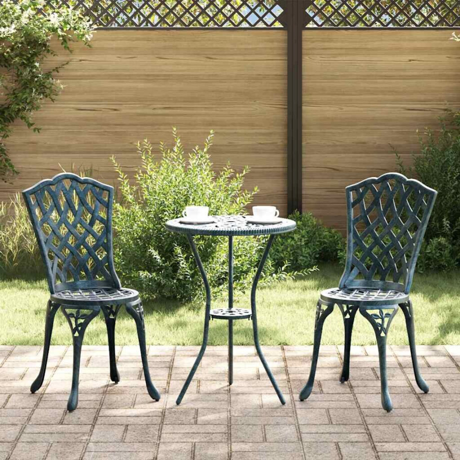 vidaXL Tuin Bistro Set 3 pcs Groen Aluminium afbeelding 1