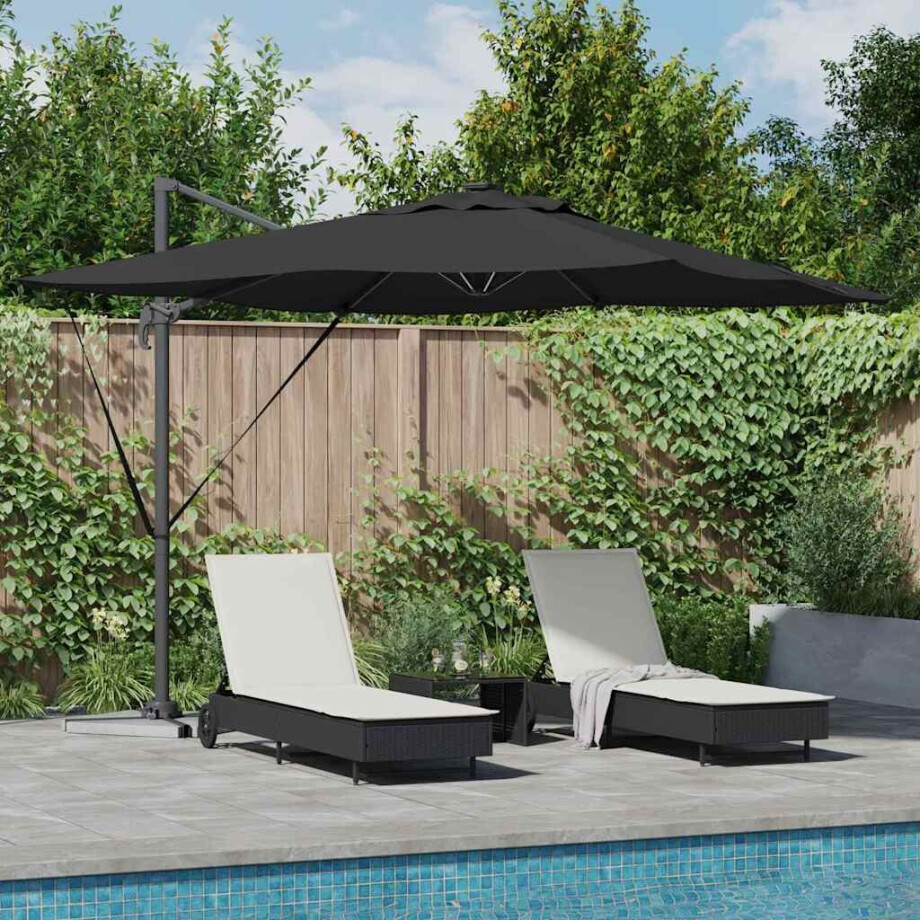 vidaXL Parasol Zwart 286 x 284 x 270 cm Aluminium en Polyester afbeelding 1