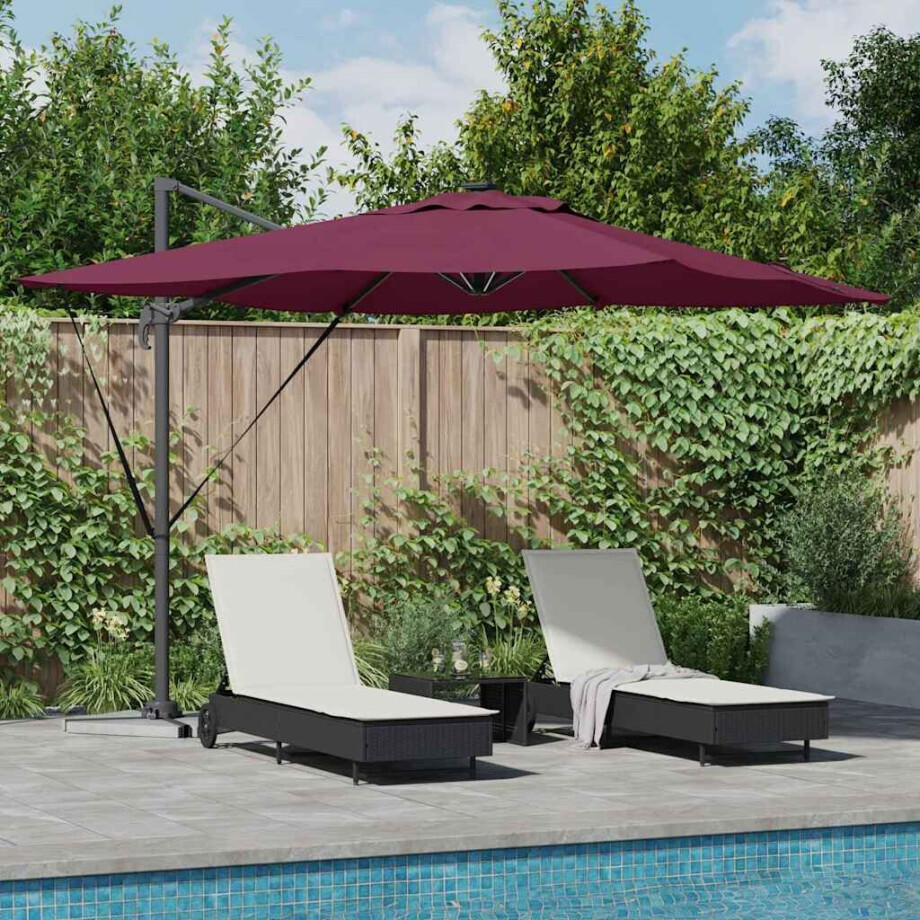 vidaXL Parasol Bordeaux Rood 286 x 284 x 270 cm Aluminium en Polyester vidaXL Parasol Bordeaux Rood 286 x 284 x 270 cm Aluminium en Polyester afbeelding 1