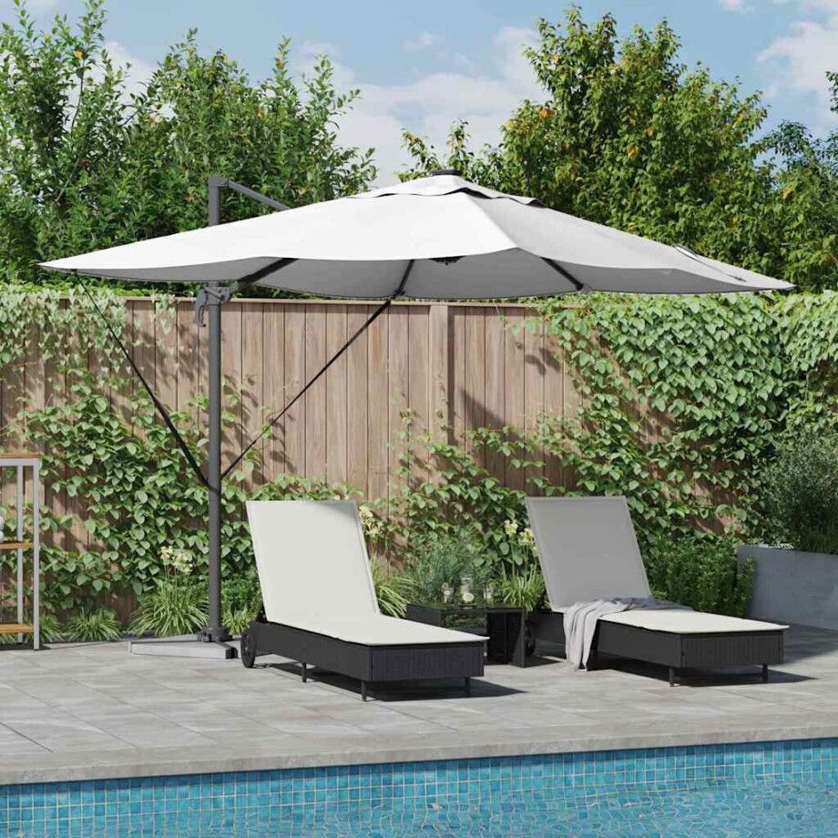 vidaXL Parasol met slot Zand 352 x 251 x 265 cm Polyester en Aluminium afbeelding 1