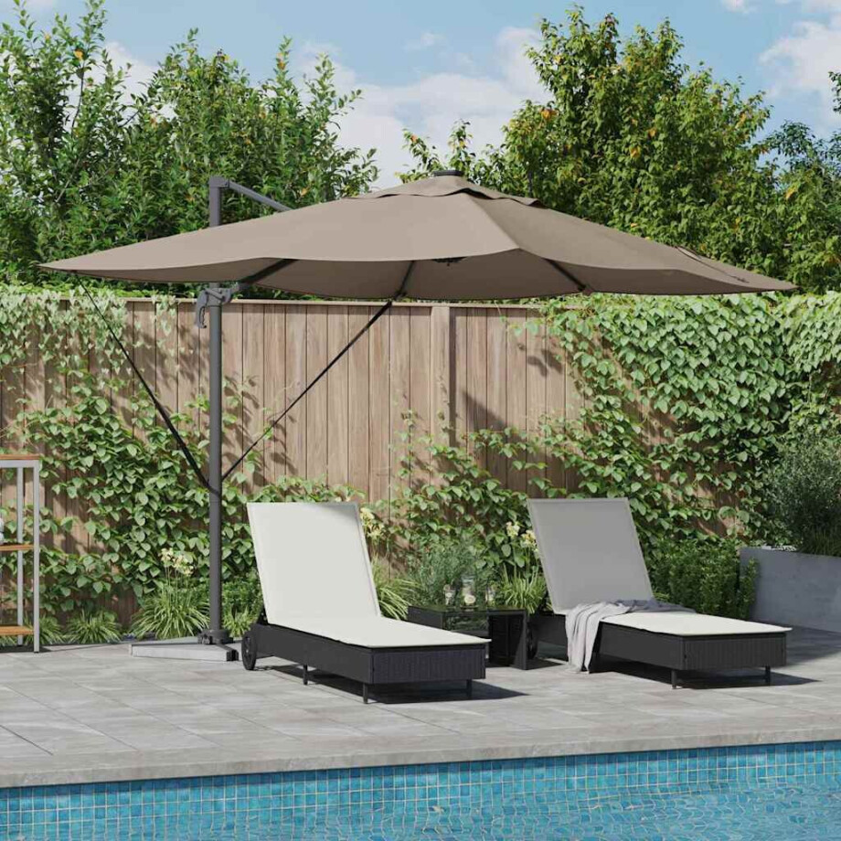 vidaXL Parasol Taupe 352 x 251 x 265 cm Polyester en Aluminium afbeelding 1