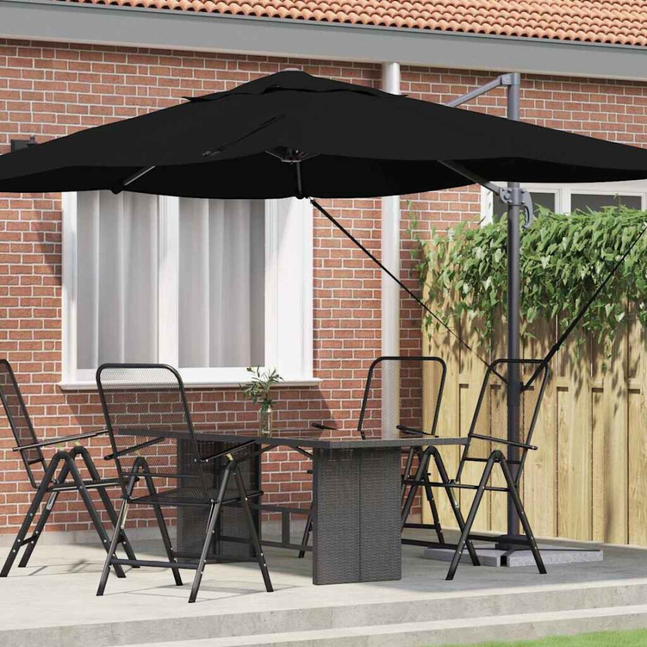 vidaXL Parasol Zwart 351 x 250 x 260 cm Polyester en Aluminium afbeelding 1