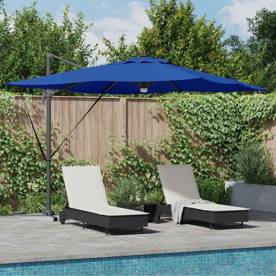 vidaXL Roma Parasol Blauw 286 x 284 x 270 cm Aluminium en Polyester afbeelding 1