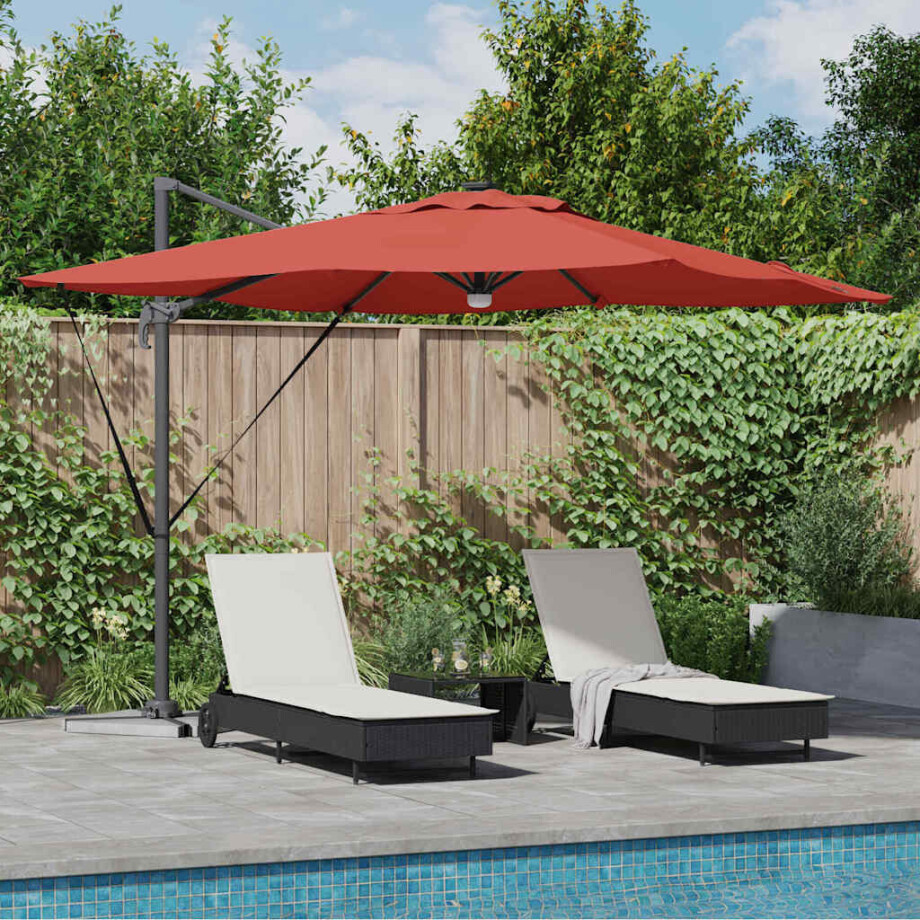 vidaXL Roma Parasol Rood 286 x 284 x 270 cm Aluminium en Polyester afbeelding 1