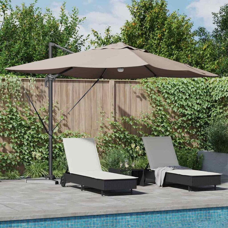 vidaXL Parasol Taupe 351 x 250 x 253 cm Polyester en Aluminium afbeelding 1