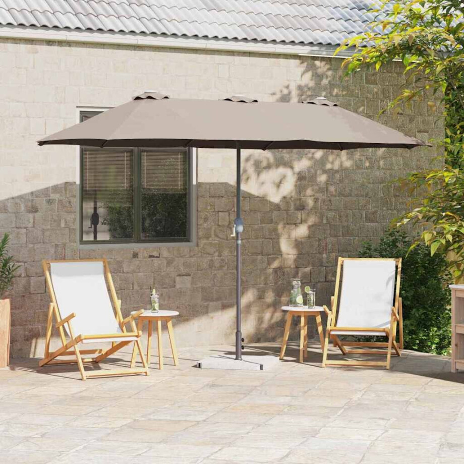 vidaXL Tuinparasol Taupe 370 x 197 x 239 cm Polyester en Aluminium afbeelding 1