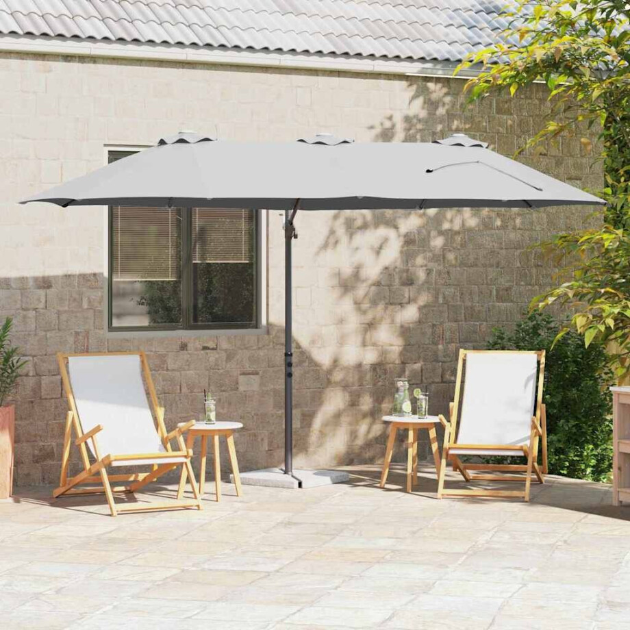 vidaXL Parasol Zand 372 x 198 x 243 cm Polyester en Aluminium vidaXL Parasol Zand 372 x 198 x 243 cm Polyester en Aluminium afbeelding 1