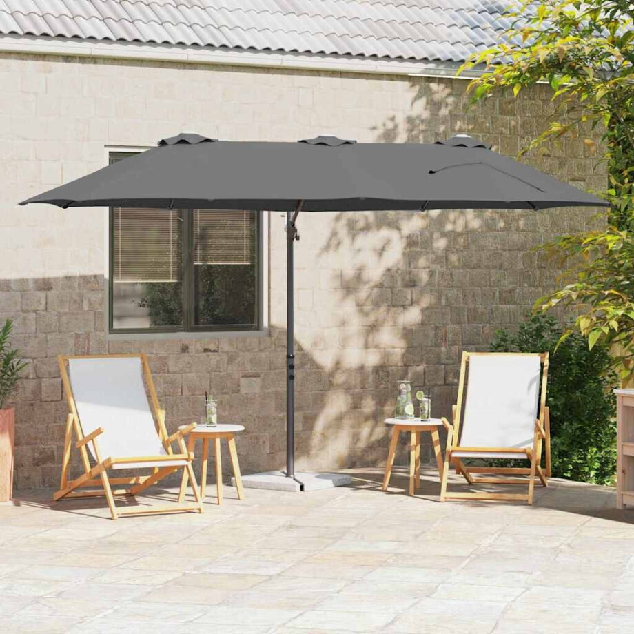 vidaXL Parasol Antraciet 372 x 198 x 243 cm Polyester en Aluminium afbeelding 1