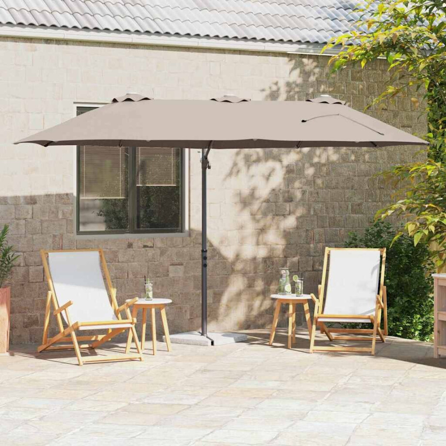 vidaXL Parasol Taupe 372 x 198 x 243 cm Polyester en Aluminium afbeelding 1