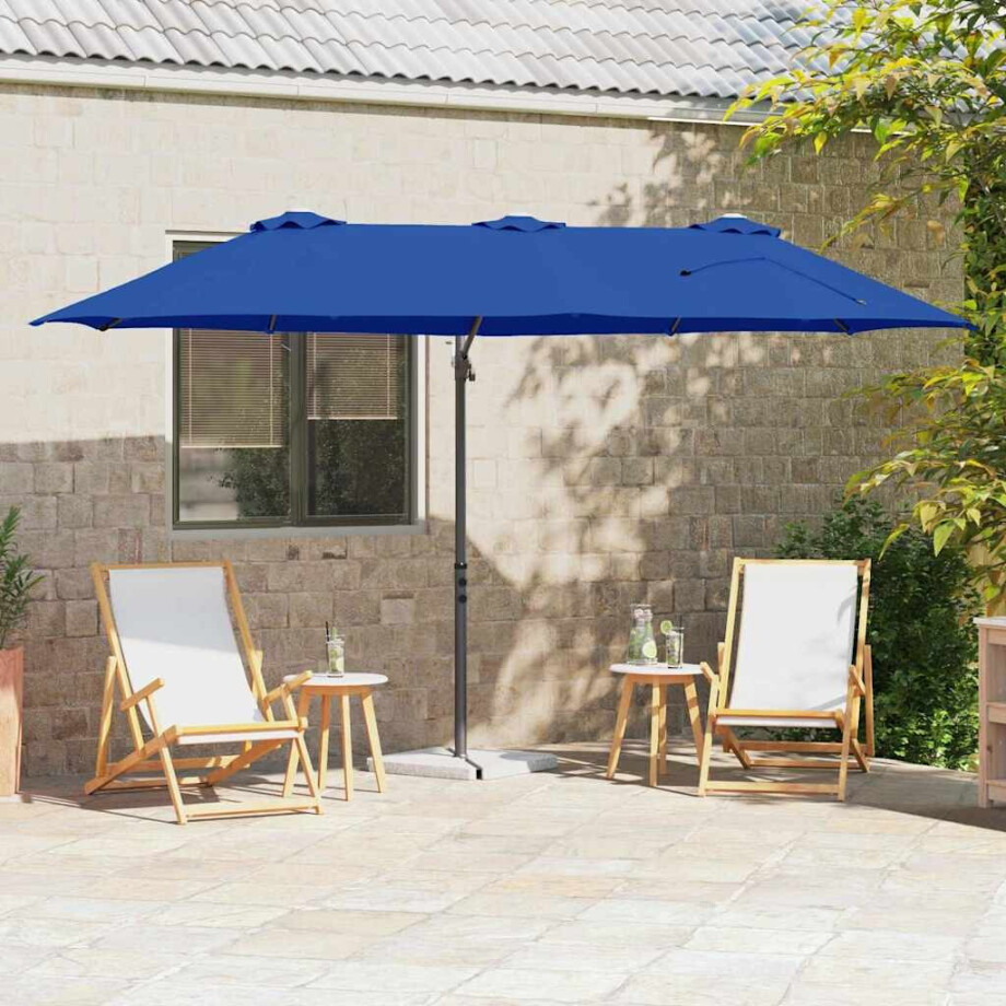 vidaXL Parasol Azurblauw 372 x 198 x 243 cm Polyester en Aluminium afbeelding 1