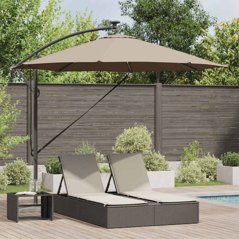 vidaXL Parasol Taupe 294 x 294 x 248 cm Polyester en Aluminium afbeelding 1