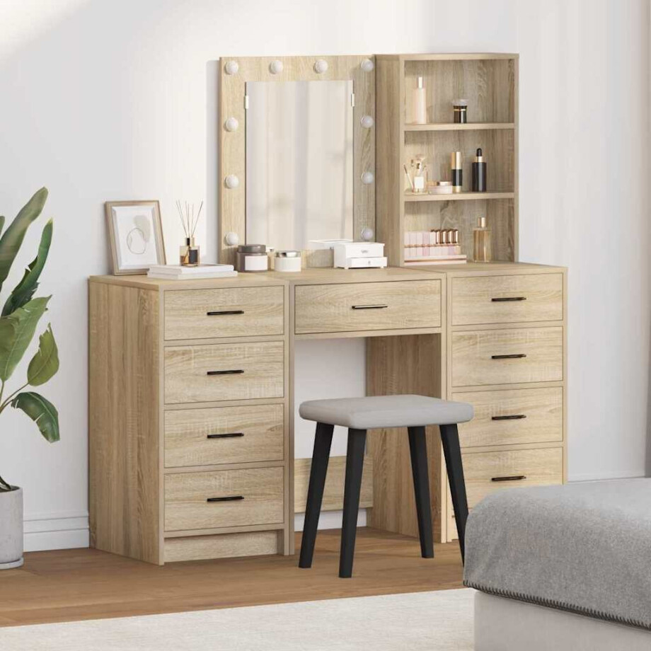 vidaXL Plafondtafel met lade 3 pcs Bruin 40 x 41 x 135 cm Bewerkt hout afbeelding 1