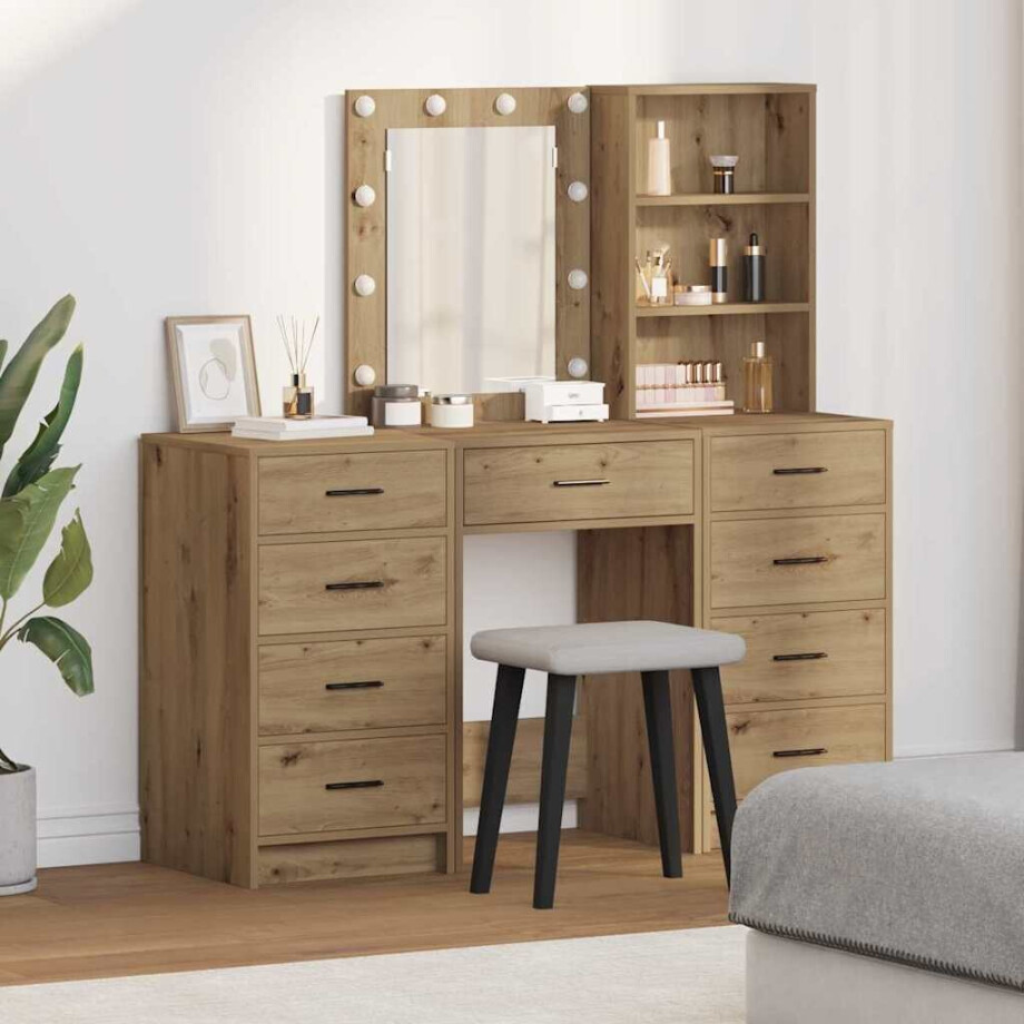 vidaXL Plafondtafel met lade 3 pcs Bruin 40 x 41 x 135 cm Bewerkt hout afbeelding 1