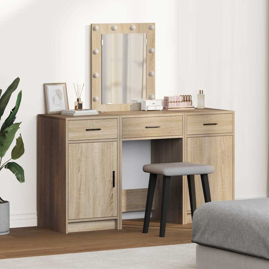 vidaXL Plafondtafel met lade Bruin 50 x 41 x 135 cm Bewerkt hout afbeelding 1