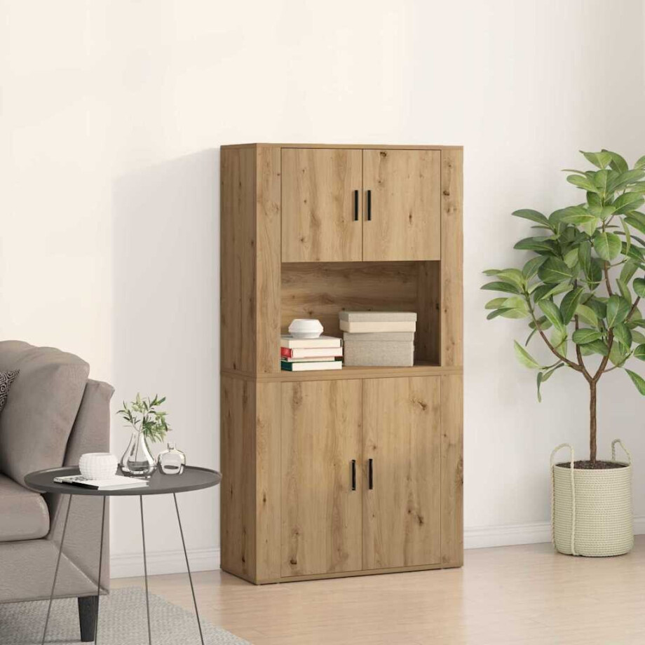 vidaXL Hoge kast Artisan Eiken 80 x 33 x 150 cm Bewerkt hout afbeelding 1