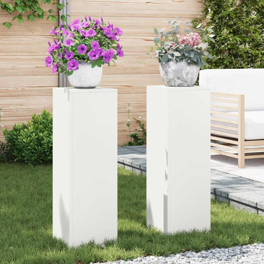 vidaXL Plantenstandaard 2 pcs Wit 24 x 24 x 75 cm Staal afbeelding 1