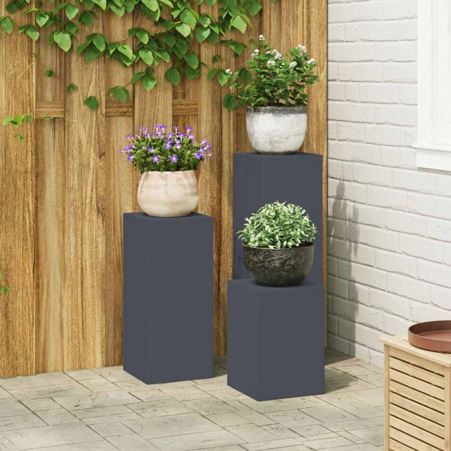 vidaXL Plantenstandaard 3 pcs Antraciet Staal afbeelding 1