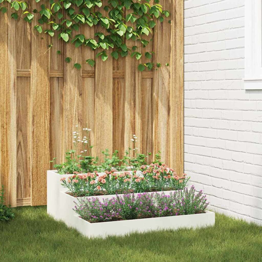 vidaXL Tuin Bloempot Wit 90 x 90 x 35 cm Koudgewalst staal afbeelding 1