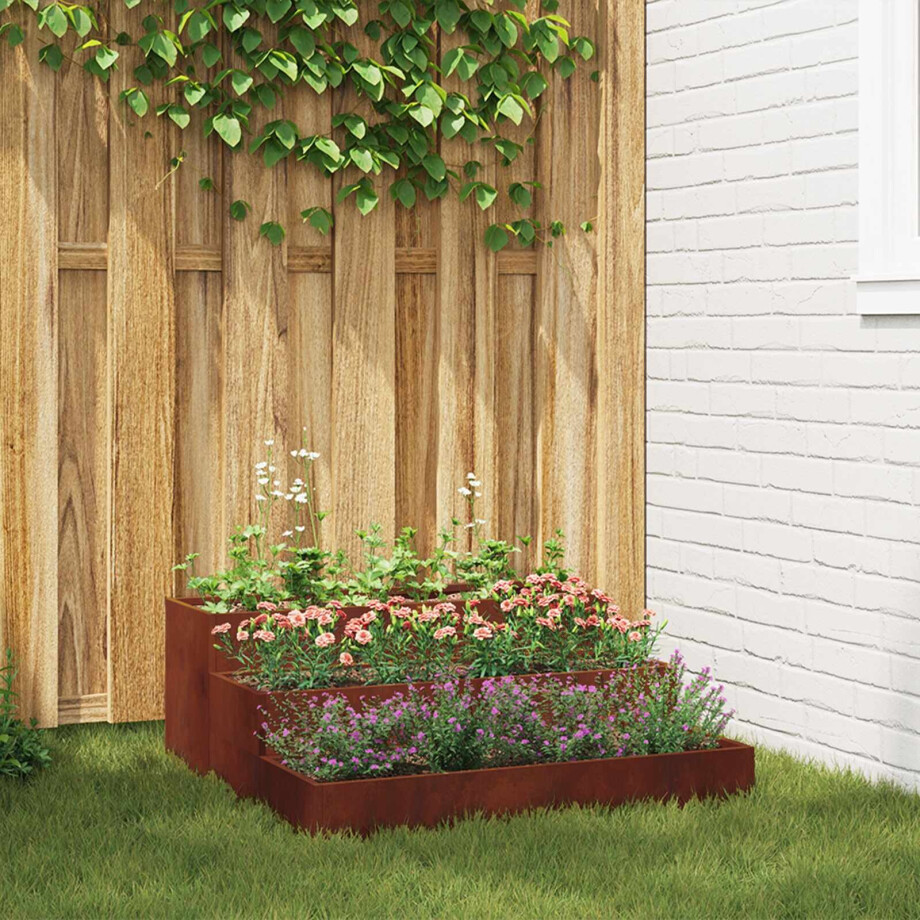 vidaXL Tuin Bloempot Roestig 90 x 90 x 35 cm Cortenstaal afbeelding 1