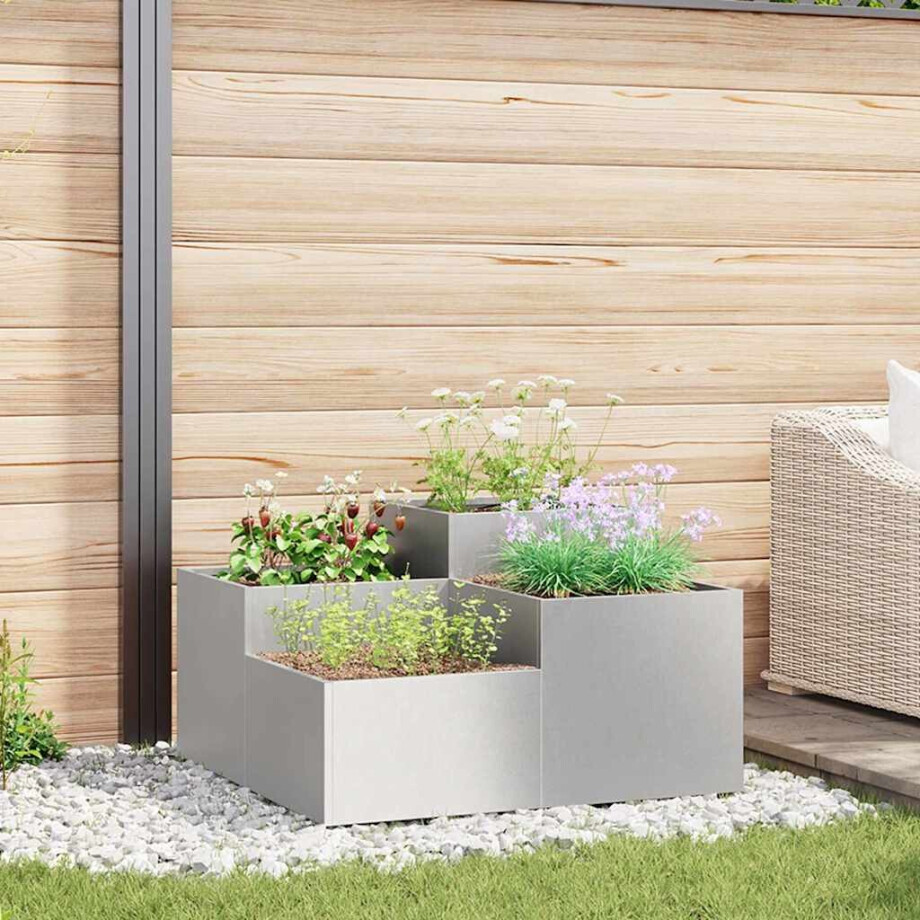 vidaXL Tuin Bloempot Zilver 80 x 80 x 48 cm Roestvrij staal afbeelding 1