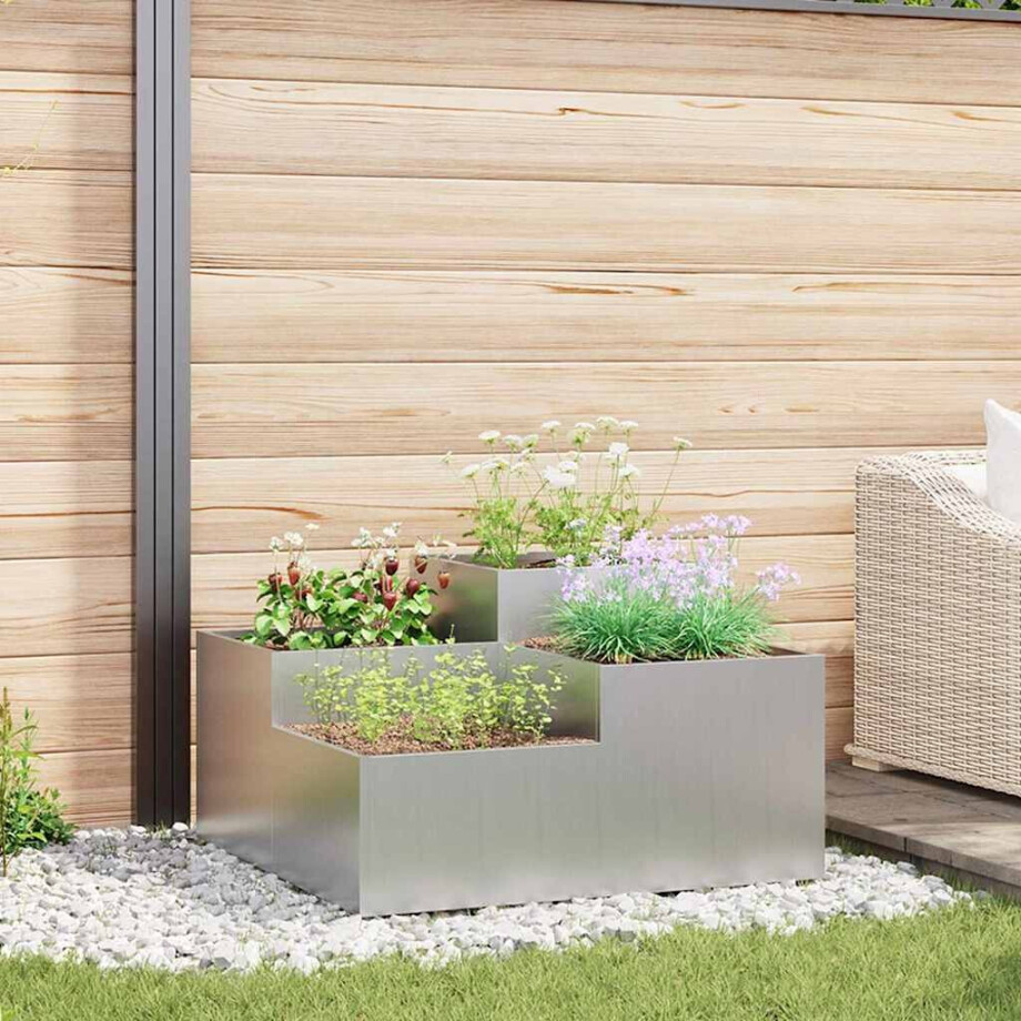 vidaXL Tuin Bloempot Zilver 80 x 80 x 48 cm Gegalvaniseerd staal vidaXL Tuin Bloempot Zilver 80 x 80 x 48 cm Gegalvaniseerd staal afbeelding 1
