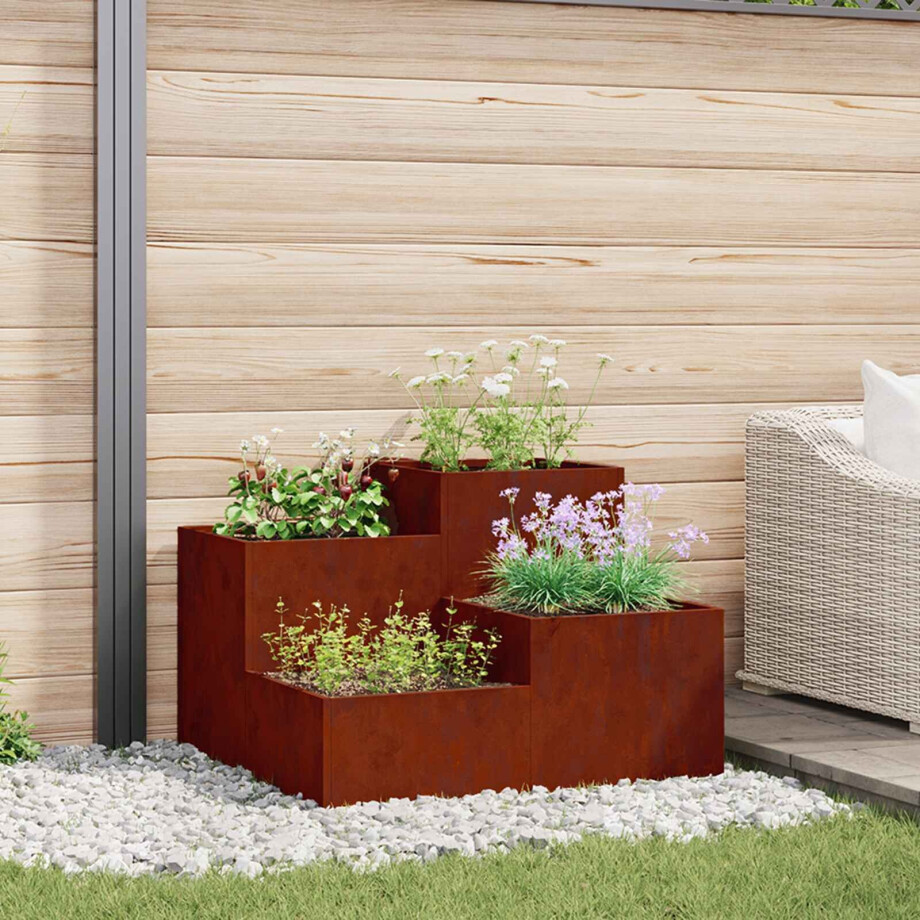 vidaXL Tuin Bloempot Roestig 80 x 80 x 60 cm Cortenstaal afbeelding 1