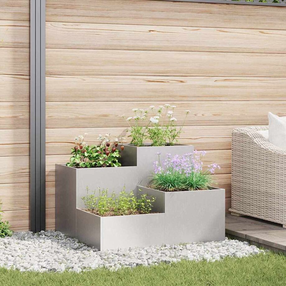 vidaXL Tuin Bloempot Zilver 100 x 100 x 60 cm Roestvrij staal afbeelding 1