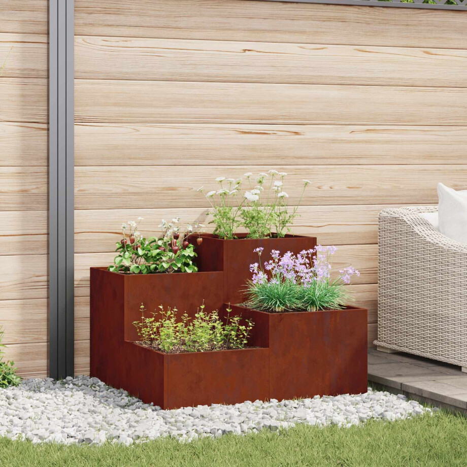 vidaXL Tuin Bloempot Roestig 100 x 100 x 60 cm Cortenstaal afbeelding 1